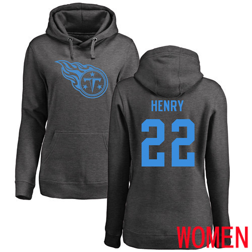 Tennessee Titans Ash Women Derrick Henry One Color NFL Football #22 Pullover Hoodie Sweatshirts->nfl t-shirts->Sports Accessory